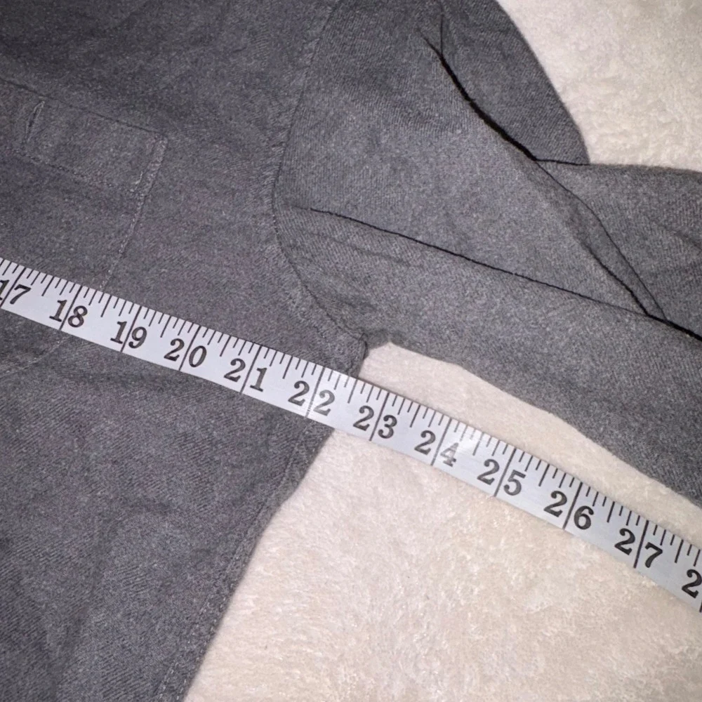 J.CREW Chamois Flannel Shirt Men Large Gray Slim Elbow Patch Heavy Cotton